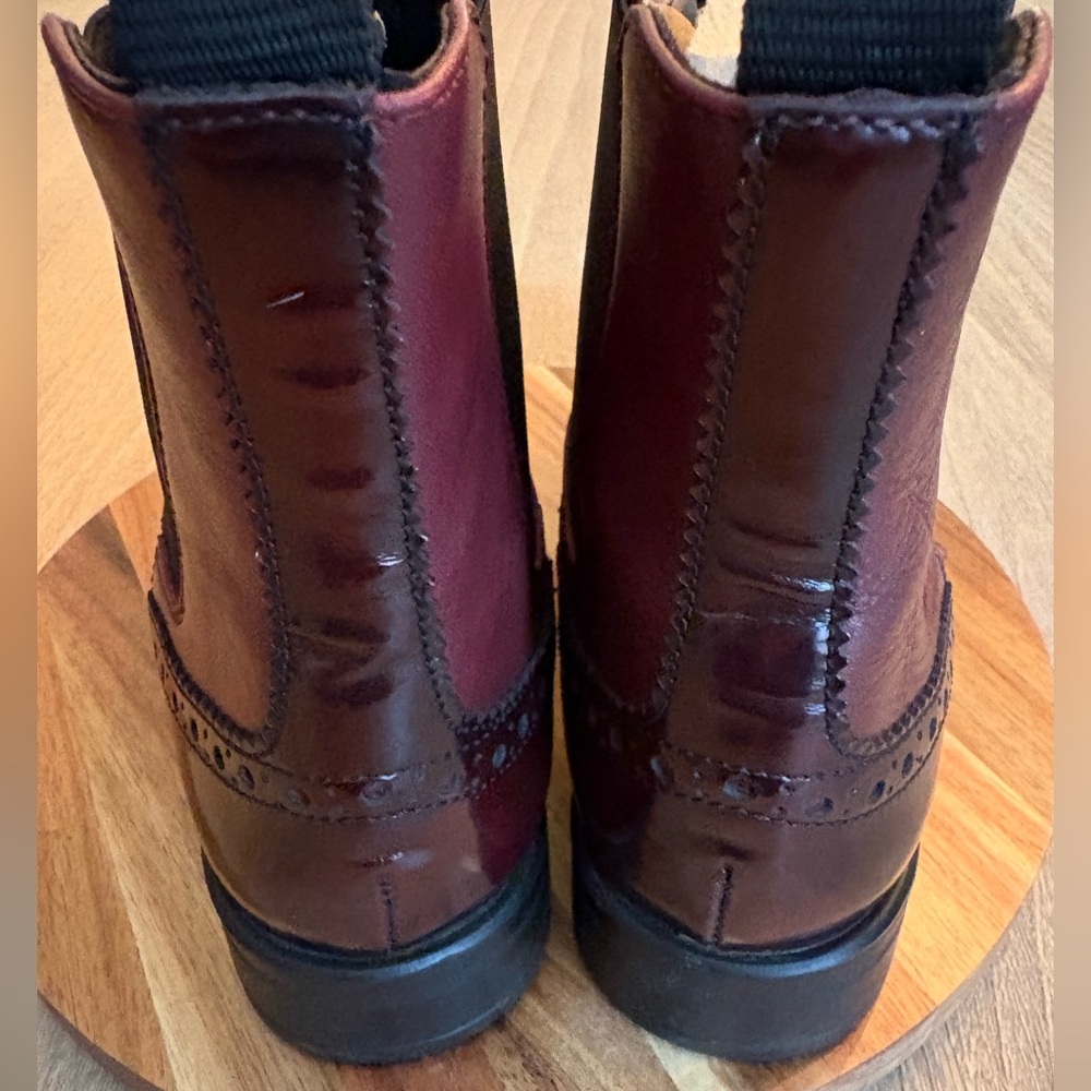 Boemos Burgundy Wingtip Chelsea Boots | Made in Italy | Women’s Size 9 / EU 39 - Picture 9 of 15